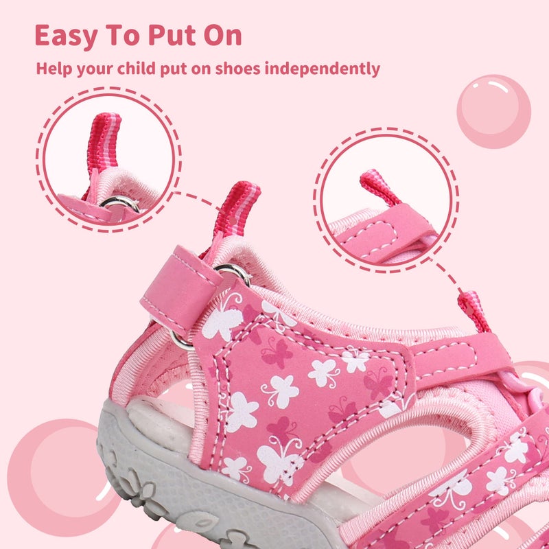 Apakowa Kids Girls Sandals Soft Sole Closed Toe Sport Beach Sandals Summer Shoes (Toddler/Little Kid) - Image 3